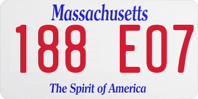 MA license plate 188EO7