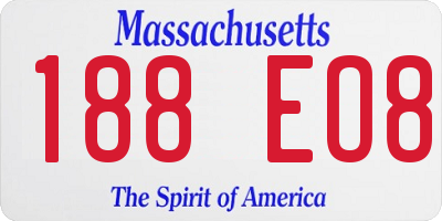 MA license plate 188EO8