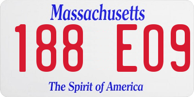 MA license plate 188EO9