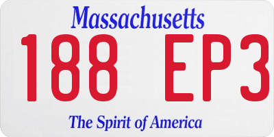 MA license plate 188EP3
