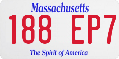 MA license plate 188EP7
