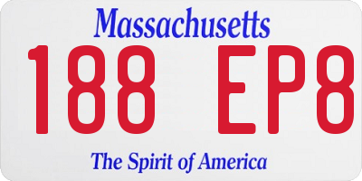 MA license plate 188EP8