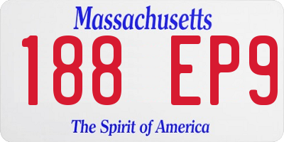 MA license plate 188EP9