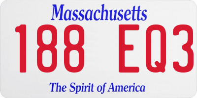 MA license plate 188EQ3