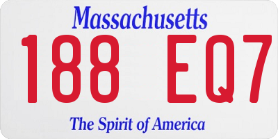 MA license plate 188EQ7