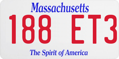 MA license plate 188ET3