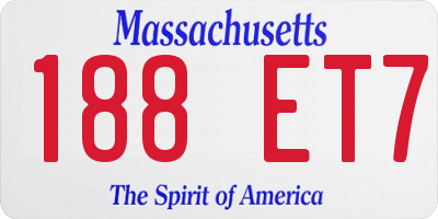 MA license plate 188ET7