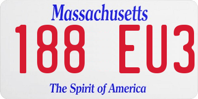 MA license plate 188EU3
