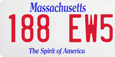 MA license plate 188EW5