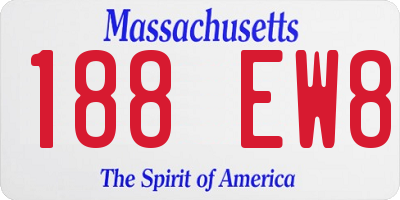 MA license plate 188EW8