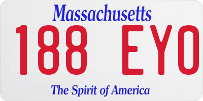 MA license plate 188EY0