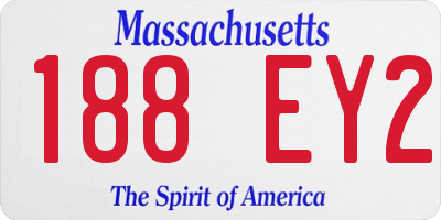 MA license plate 188EY2