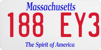 MA license plate 188EY3