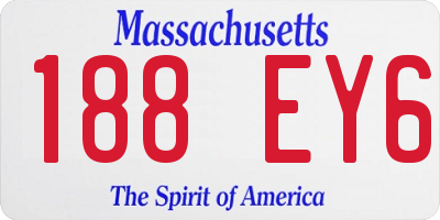 MA license plate 188EY6