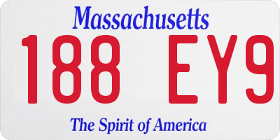 MA license plate 188EY9