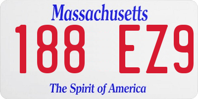 MA license plate 188EZ9