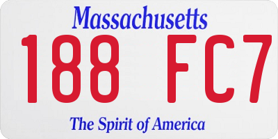 MA license plate 188FC7