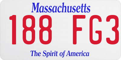 MA license plate 188FG3