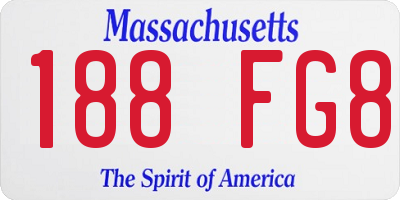 MA license plate 188FG8