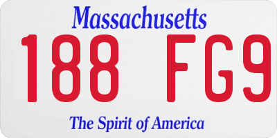 MA license plate 188FG9