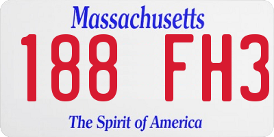 MA license plate 188FH3