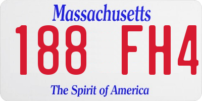 MA license plate 188FH4