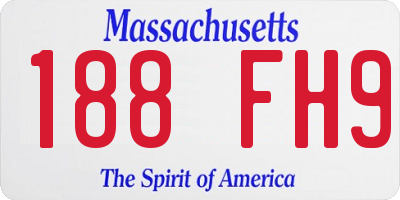 MA license plate 188FH9