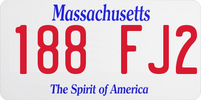 MA license plate 188FJ2