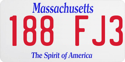 MA license plate 188FJ3