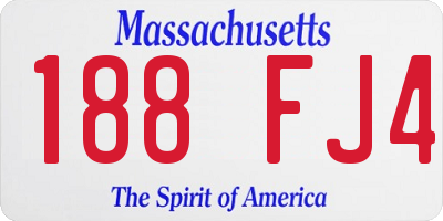 MA license plate 188FJ4