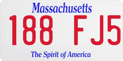 MA license plate 188FJ5