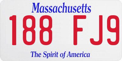 MA license plate 188FJ9