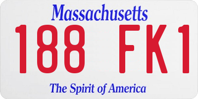 MA license plate 188FK1