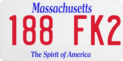 MA license plate 188FK2