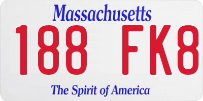MA license plate 188FK8