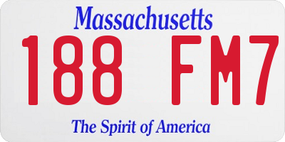 MA license plate 188FM7