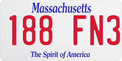 MA license plate 188FN3