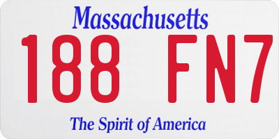 MA license plate 188FN7