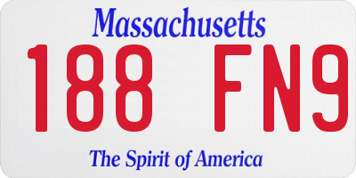 MA license plate 188FN9