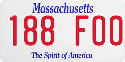 MA license plate 188FO0