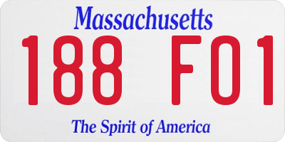 MA license plate 188FO1