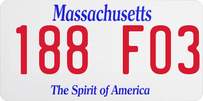 MA license plate 188FO3