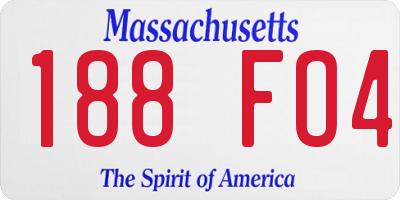 MA license plate 188FO4