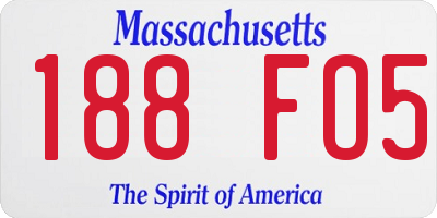 MA license plate 188FO5