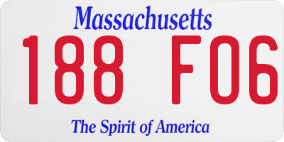 MA license plate 188FO6