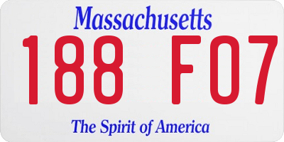 MA license plate 188FO7