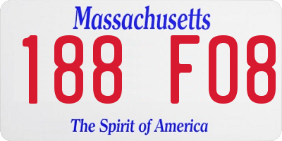 MA license plate 188FO8