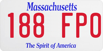 MA license plate 188FP0