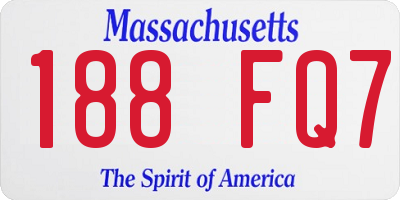 MA license plate 188FQ7