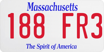 MA license plate 188FR3